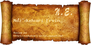 Nádudvari Ervin névjegykártya
